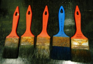 Meus humildes primeiros pincéis, era o que eu podia pagar na época.